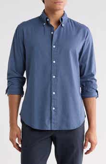 Slim Fit Cotton & Linen Blend Long Sleeve Button-Down Shirt