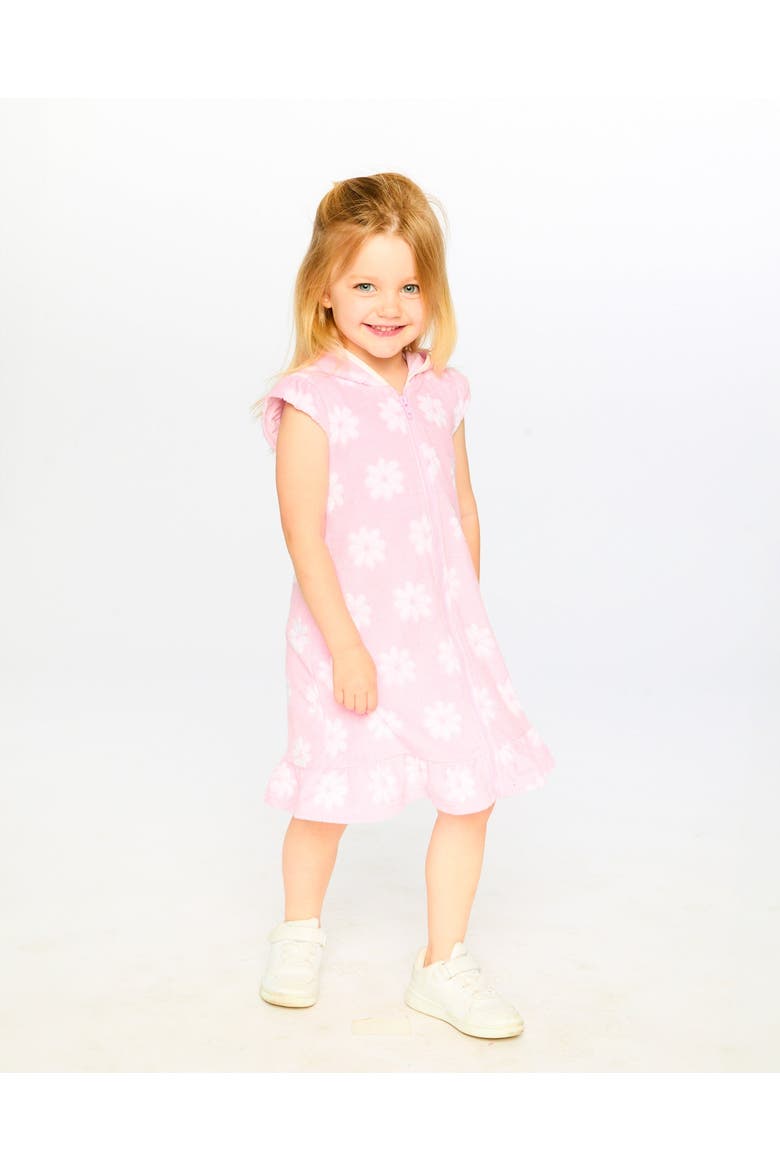 Terry Cloth Beach Hoodie Flowers Dress, Alternate, color, Pink Printed Flowers