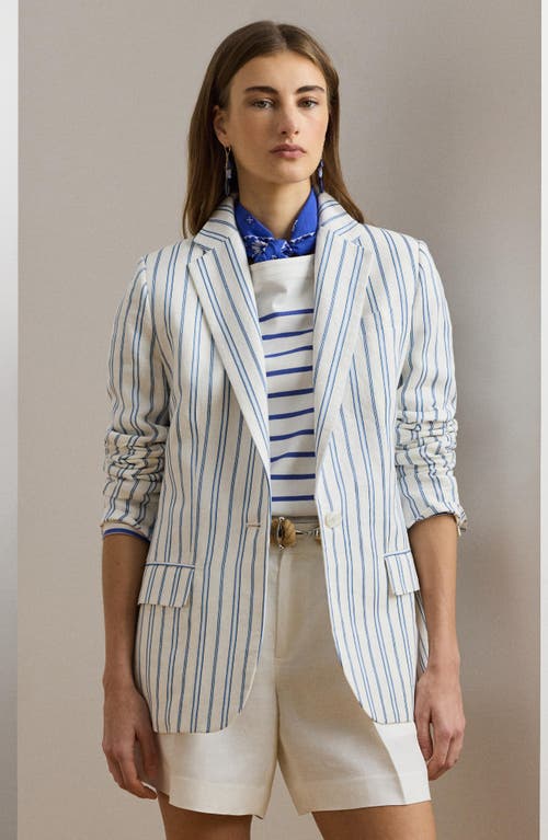 RALPH LAUREN LAUREN RALPH LAUREN STRIPE LINEN BLEND BLAZER