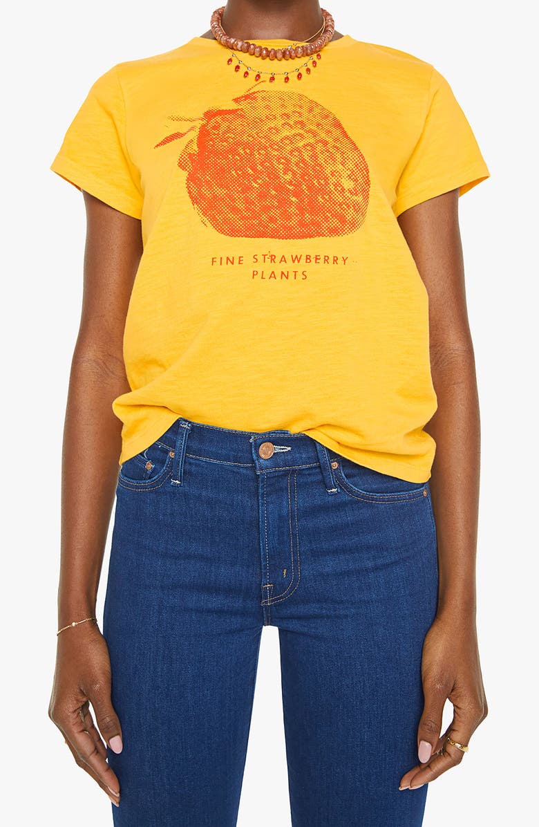 MOTHER The Sinful Embroidered T-Shirt, Main, color, Fine Strawberry