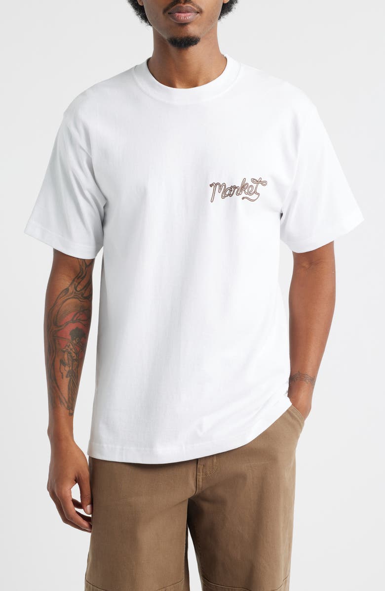 MARKET Lasso Lockup Cotton Graphic T-Shirt, Main, color, White