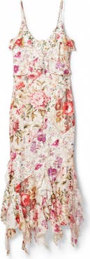 Desigual Aura Mixed Floral Print Handkerchief Hem Dress