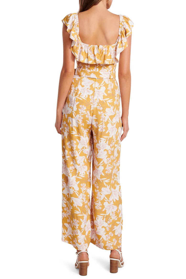 Samantha Floral Frill Belted Jumpsuit, Alternate, color, YELLOW PRINT