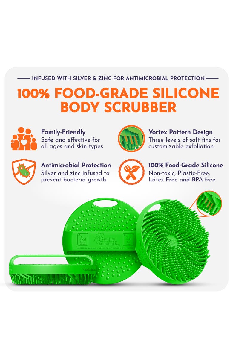 Swirl Scrubber Antimicrobial Silicone Body Scrubber, Alternate, color, Multicolored