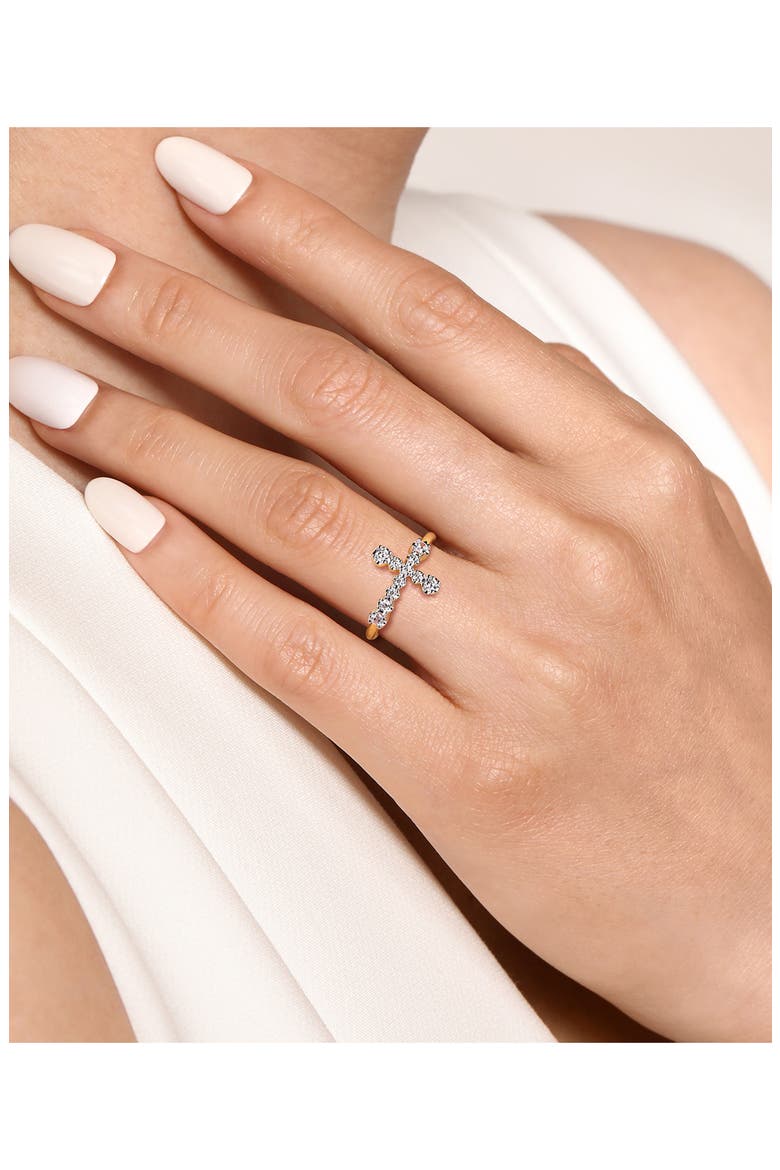 14k Gold Diamond Sideways Cross Ring, Alternate, color, 14K YELLOW GOLD