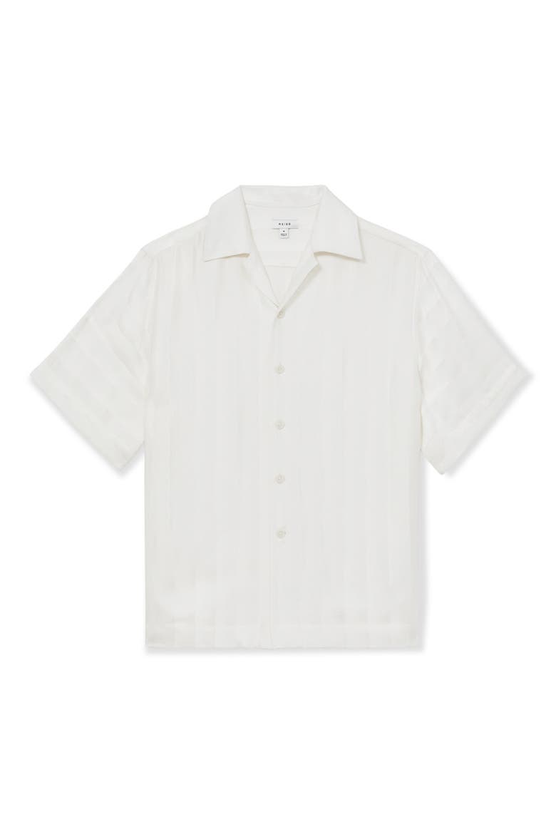 Melba Jacqurd Stripe Camp Shirt, Alternate, color, WHITE
