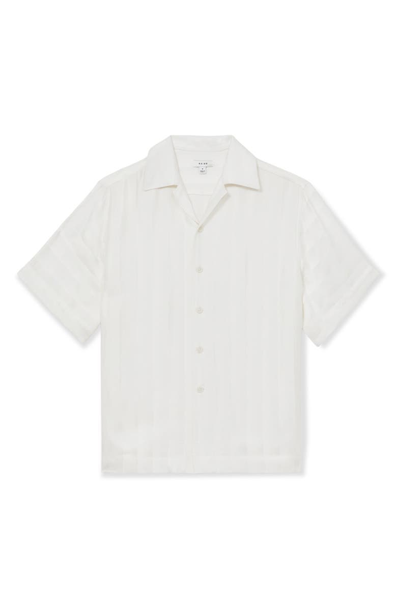 Reiss Melba Jacqurd Stripe Camp Shirt, Alternate, color, White