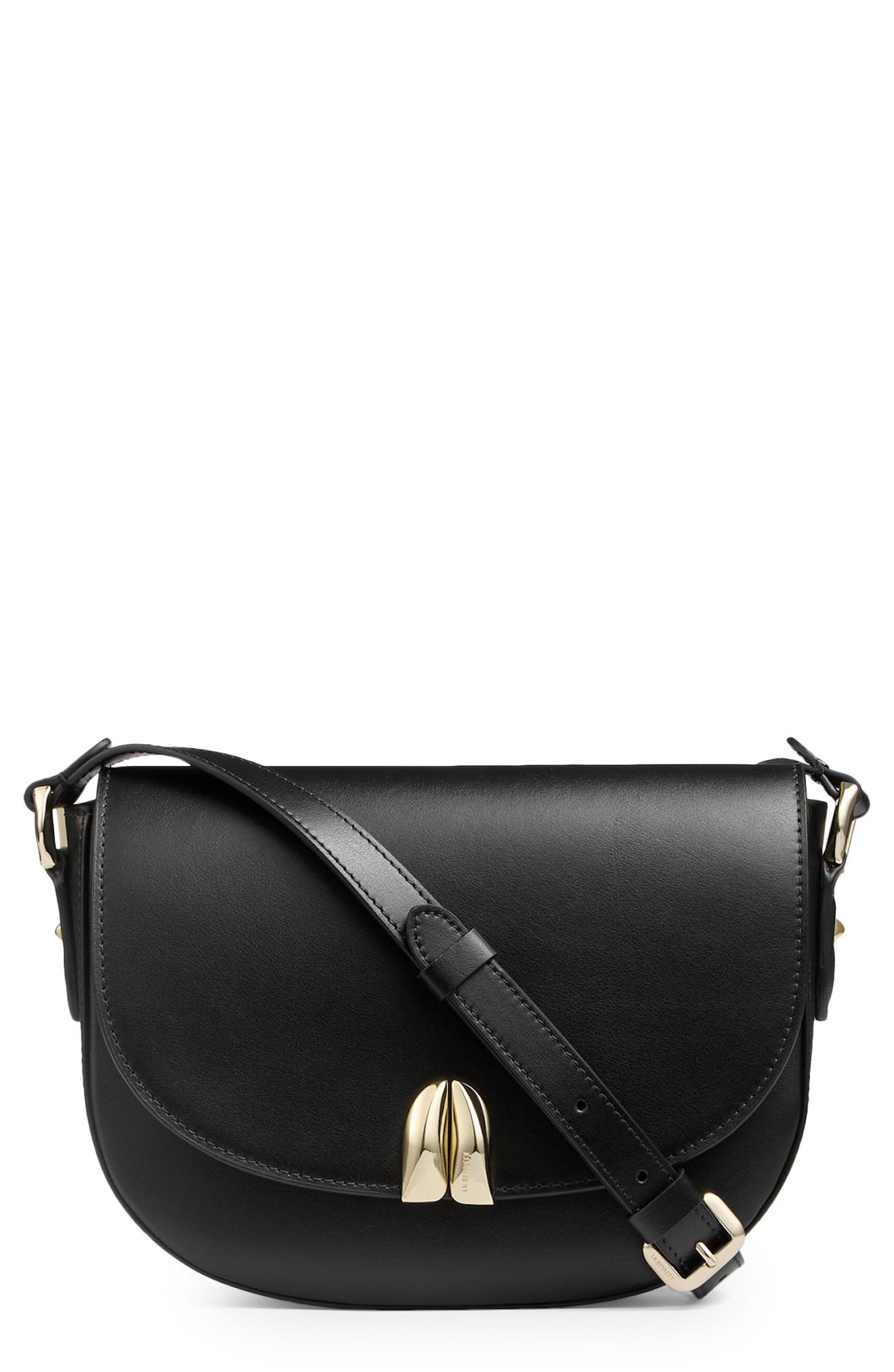 LK Bennett Jodie Oloid Leather Crossbody Bag, Main, color, Black