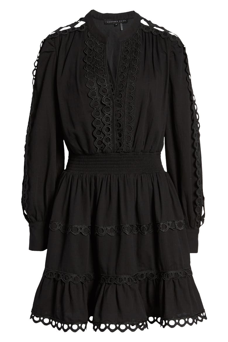 Lace Trim Dress, Alternate, color, BLACK