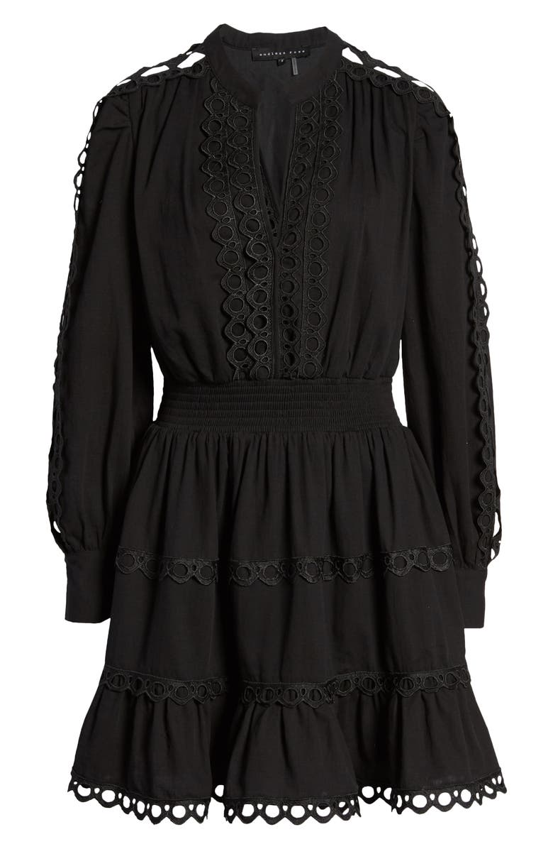Endless Rose Lace Trim Dress, Alternate, color, Black
