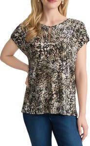 Jones New York Print Boat Neck Top