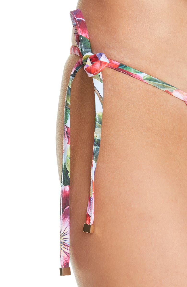 Dolce&Gabbana Pansy Print Side Tie Bikini Bottoms, Alternate, color,