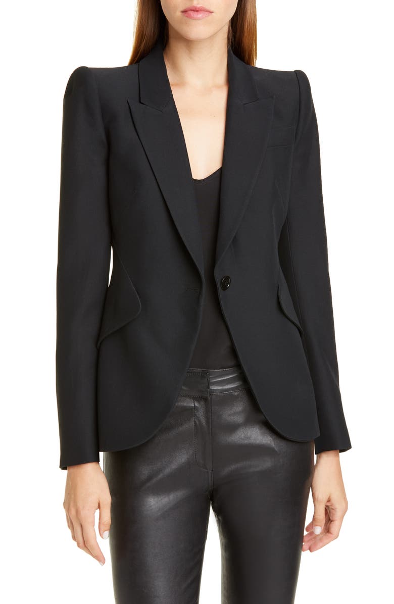 McQueen Alexander McQueen Leaf Crepe Jacket, Main, color, Black