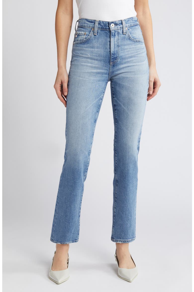 Saige High Waist Straight Leg Jeans, Main, color, 19 YEARS SUBURBIA