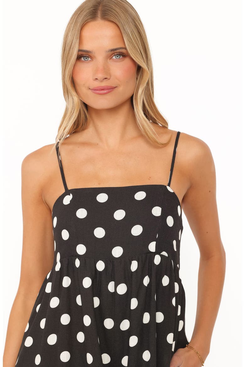 Quinley Linen Romper, Alternate, color, BLACK POLKA DOT