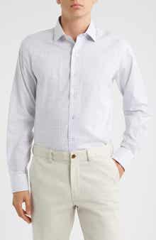 Lorenzo Uomo Trim Fit Tattersall Check Cotton Twill Dress Shirt