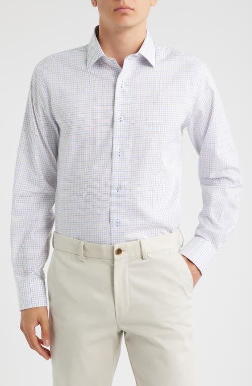 Lorenzo Uomo Trim Fit Tattersall Check Cotton Twill Dress Shirt in White 