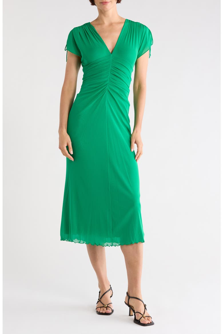 Gathered Cap Sleeve Dress, Main, color, SIGNATURE GREEN