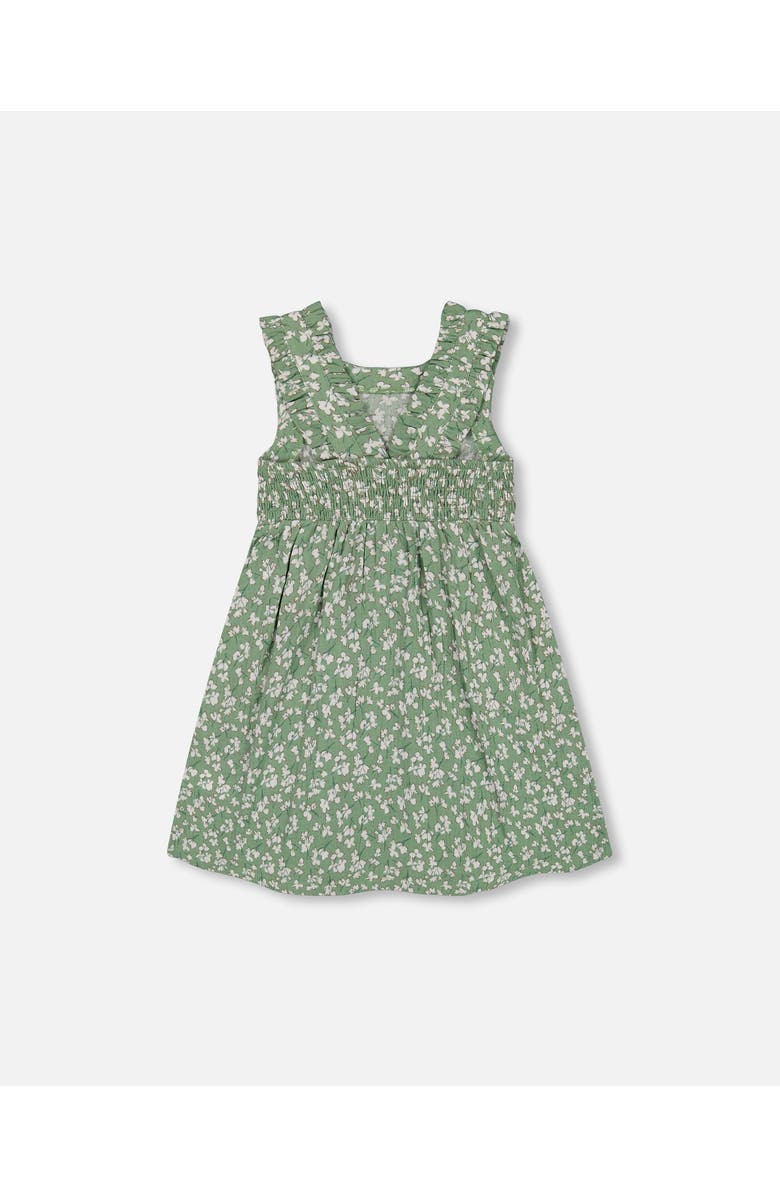 Deux par Deux Girl's Sleeveless Muslin Dress Green Jasmine Flower Print, Alternate, color, 