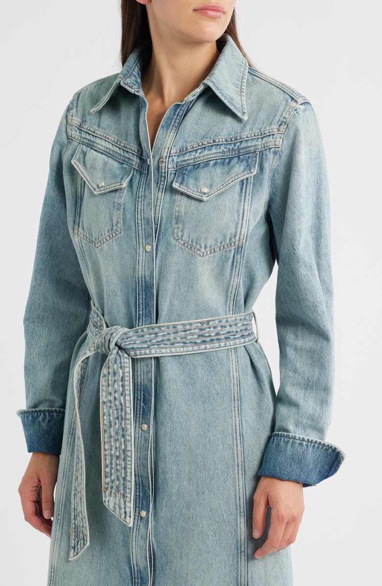 BOSS Orange Long Sleeve Belted Denim Shirtdress, Alternate, color, Dk Bu