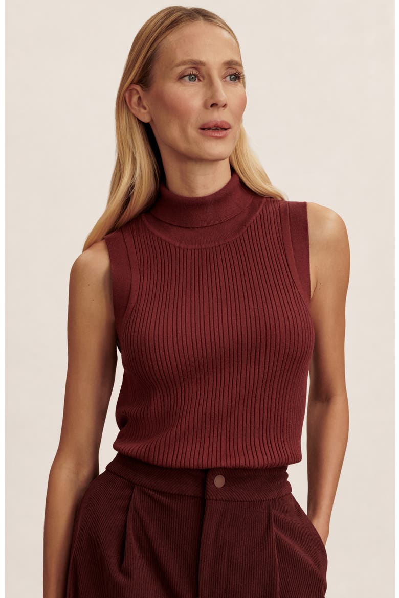 Anastasia Sleeveless Turtleneck, Alternate, color, NEW MAROON