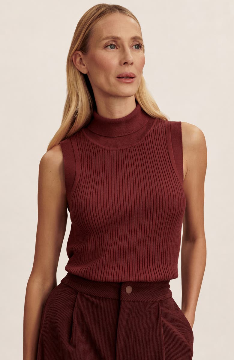 Varley Anastasia Sleeveless Turtleneck, Alternate, color, New Maroon