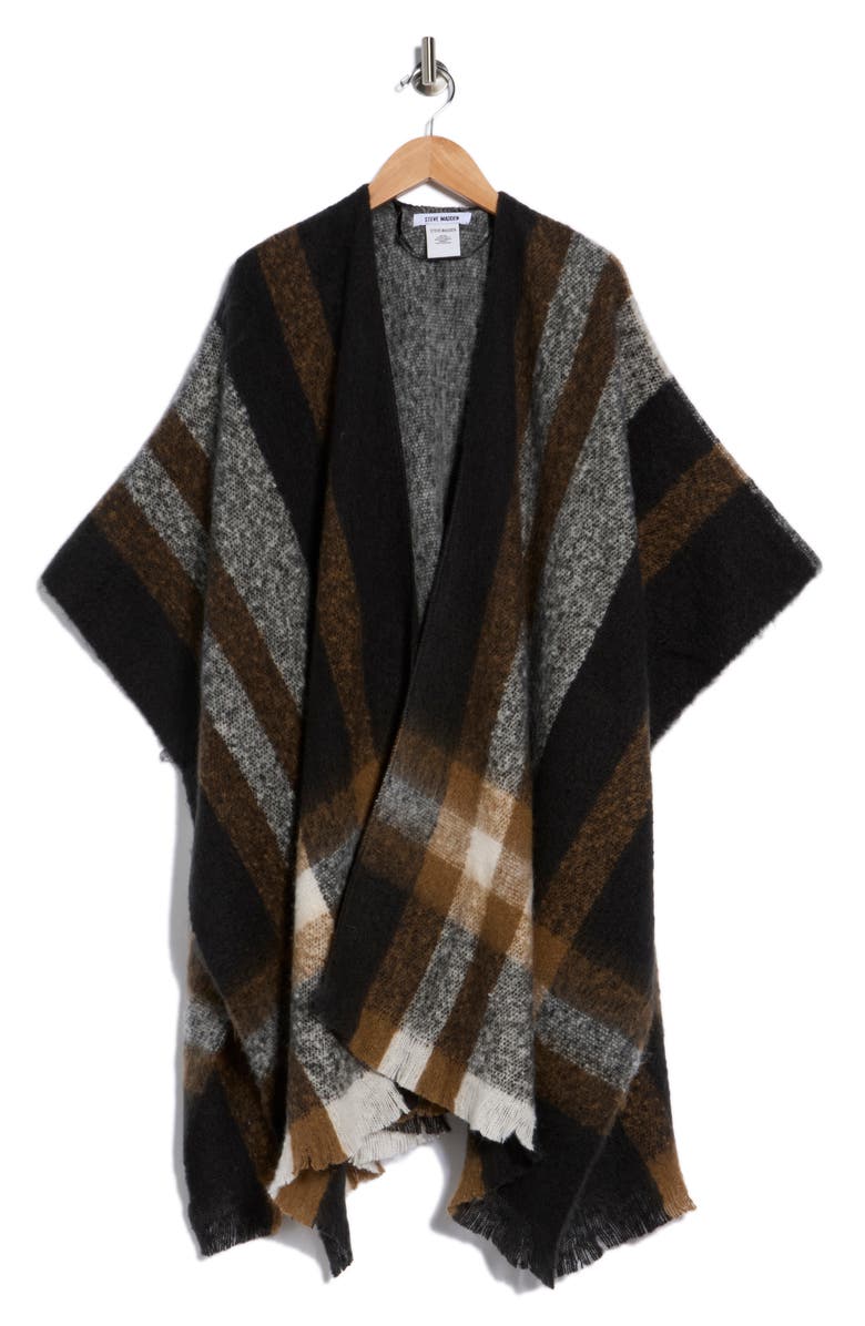 Steve Madden Plaid Topper, Alternate, color, Espresso