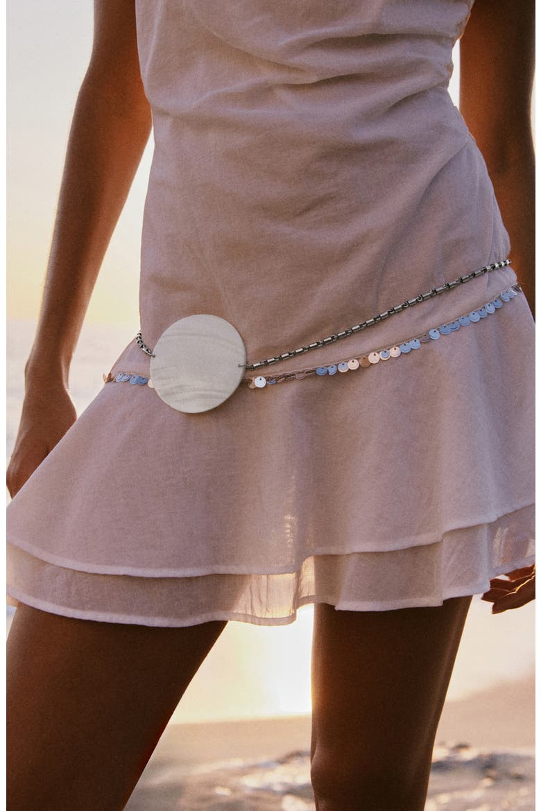 Shell Detail Chain Belt, Alternate, color, SILVER