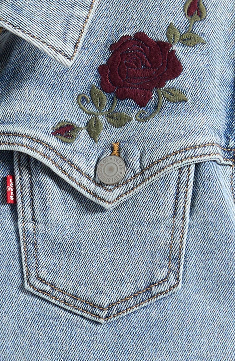 Levi's<sup>®</sup> Kids' Oversize Western Denim Trucker Jacket, Alternate, color, 