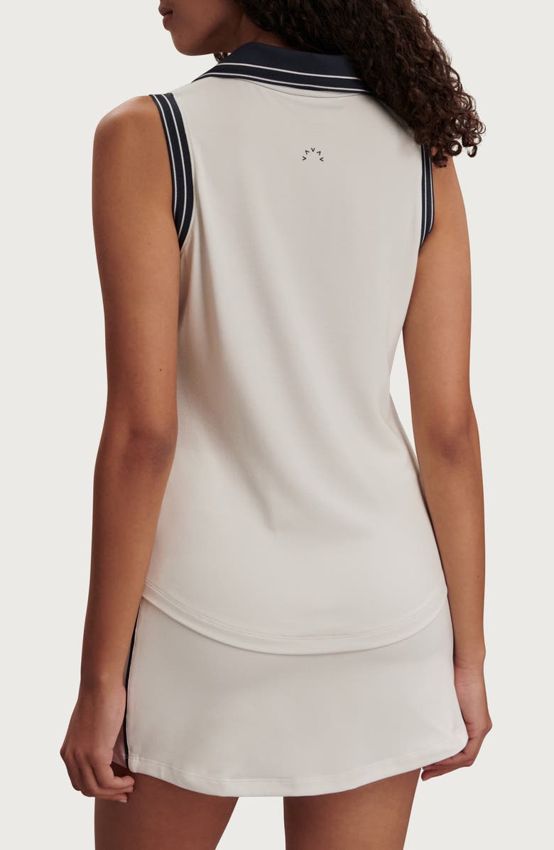 Varley Isaac Performance Polo Tank, Alternate, color, White / Blue Nights