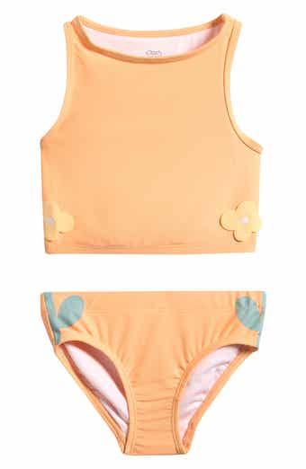 Kids' Floral Appliqué Two-Piece Swimsuit