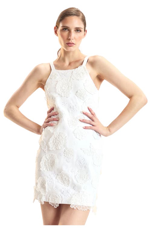 Cynthia Rowley Pop Floral Applique Mini Dress In White