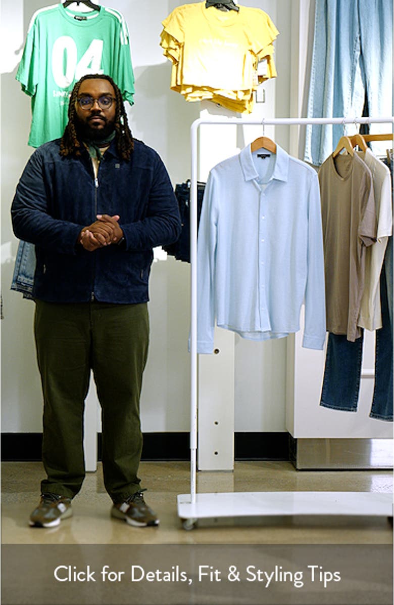 Cotton Piqué Knit Button-Up Shirt