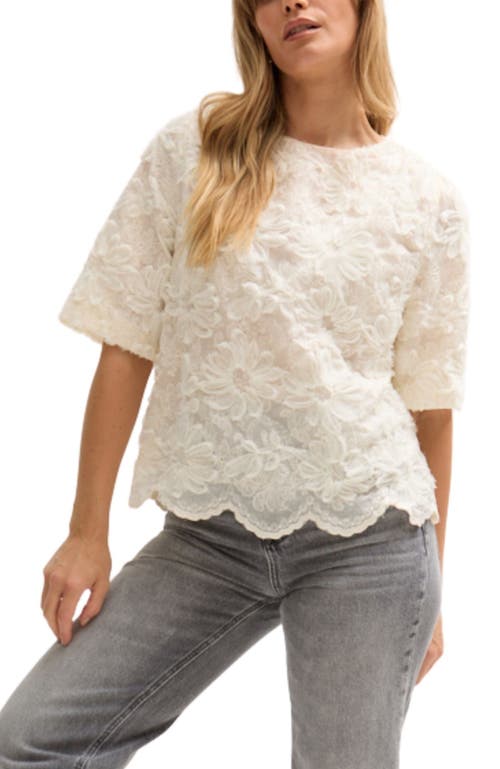 LILY AND LIONEL Lotus Ribbon Work Scallop Hem Top in Natural  product