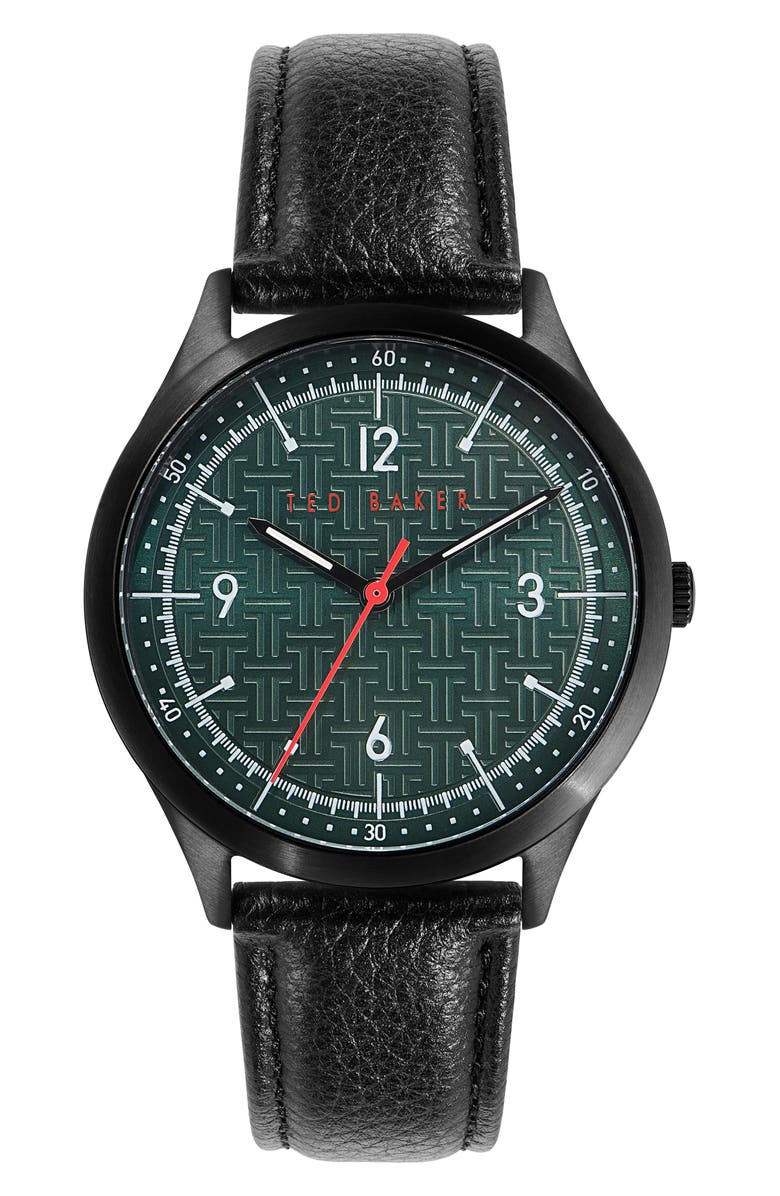 Ted Baker London Manhattan Leather Strap Watch, 40mm, Main, color, 
