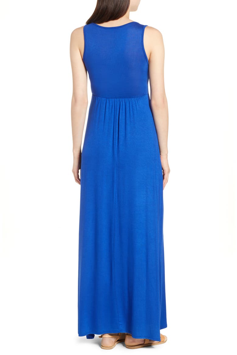 V-Neck Jersey Maxi Dress, Alternate, color, BLUE MAZE