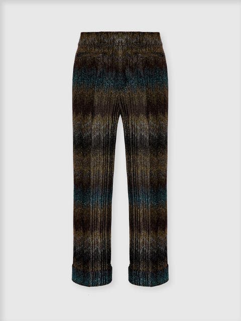 Flared Trousers In Viscose Lamé Snake Motif