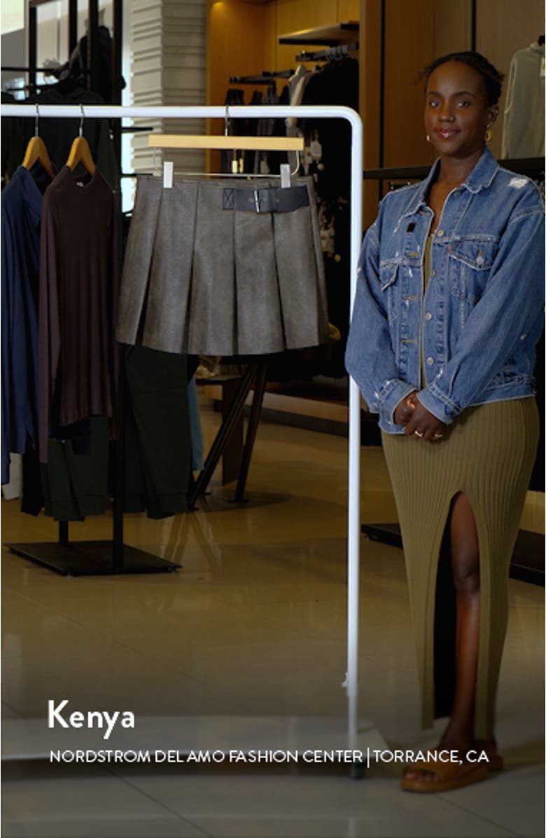 Buckle Detail Pleated Faux Leather Miniskirt, sales video thumbnail