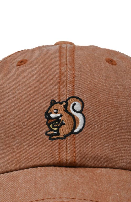 Dalix Squirrel Embroidered Outdoor Cap In Washed Orange