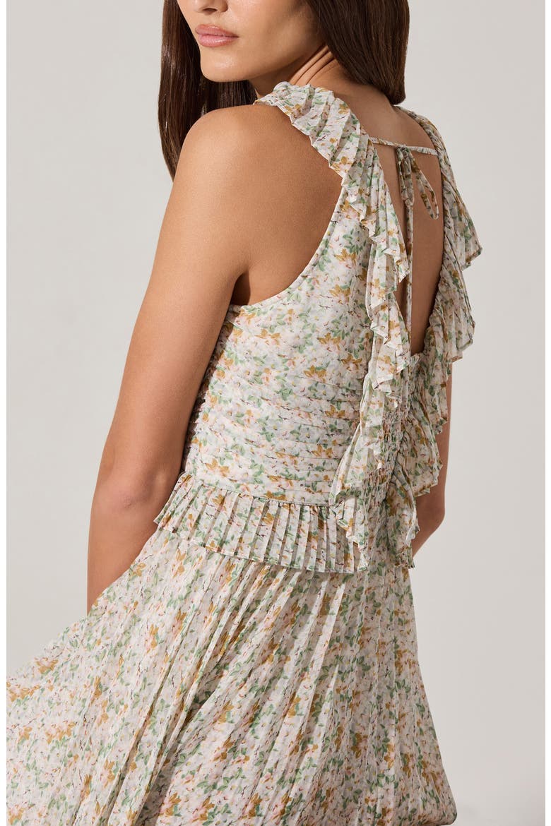 Ruffle Pleated Midi Sundress, Alternate, color, CREAM MULTI FLORAL