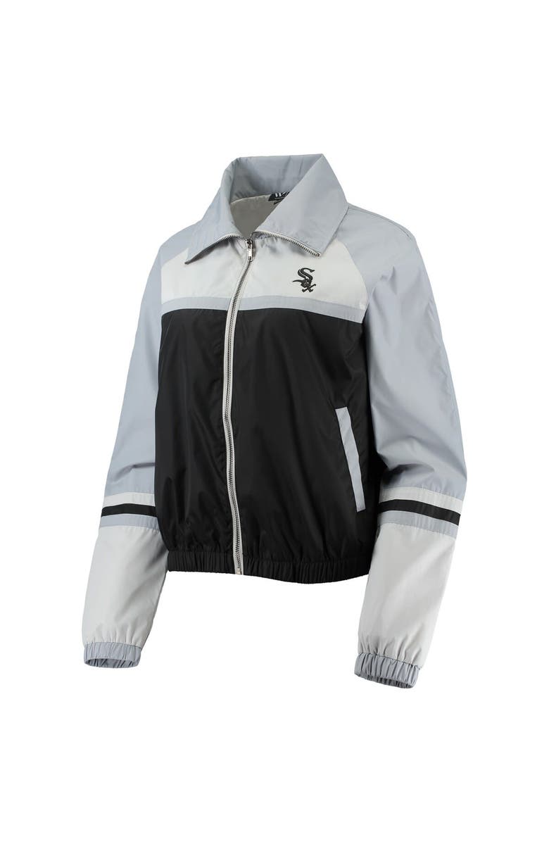 THE WILD COLLECTIVE Women's The Wild Collective Black Chicago White Sox Colorblock Track Raglan Full-Zip Jacket, Alternate, color, Black