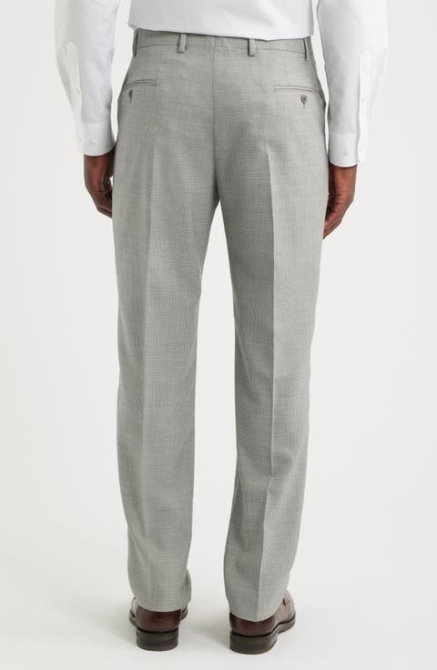 Grey Textured Virgin Wool Dress Pants