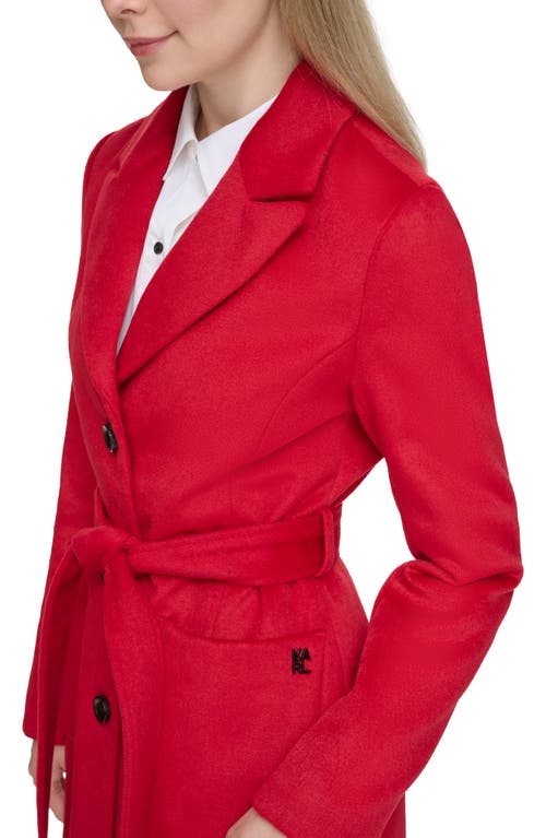 Karl Lagerfeld Belted Wool Blend Patch Pocket Coat