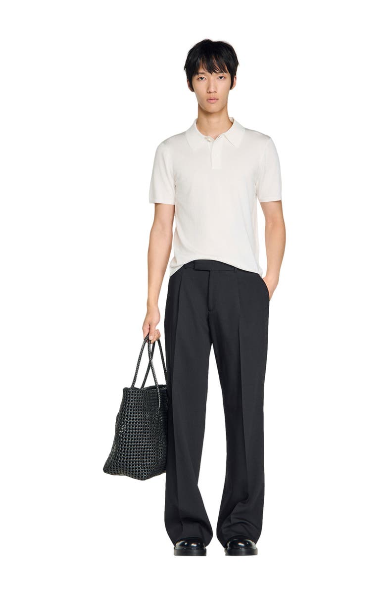 SANDRO Short-sleeve knitted polo shirt, Alternate, color, White