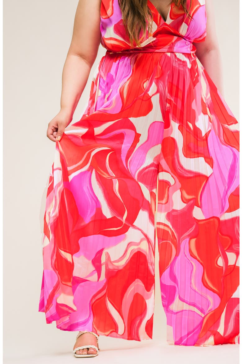 Print Woven Jumpsuit, Alternate, color, PINK RED