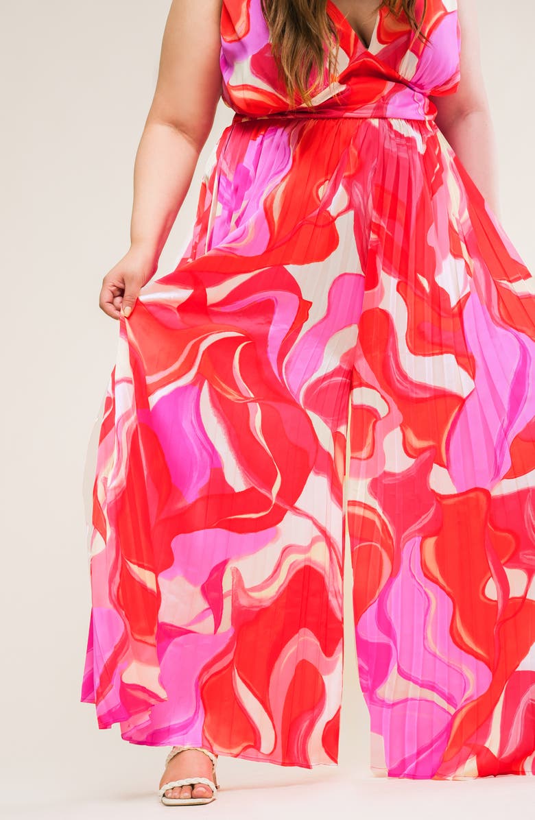 FLYING TOMATO Print Woven Jumpsuit, Alternate, color, Pink Red