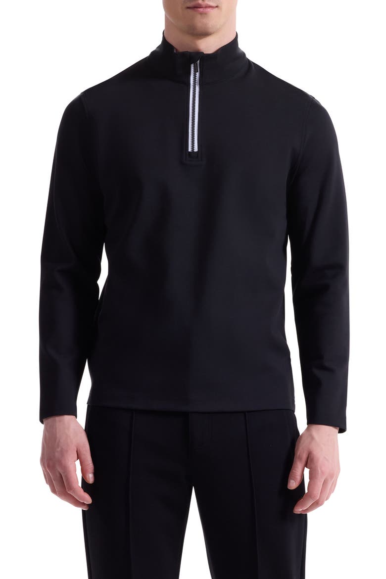 Solid Quarter Zip Pullover, Main, color, BLACK