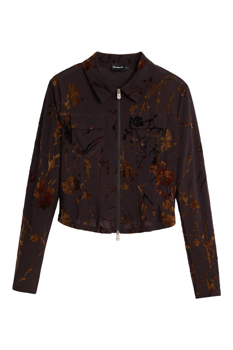 Zip Front Long Sleeve Shirt, Alternate, color, BROWN
