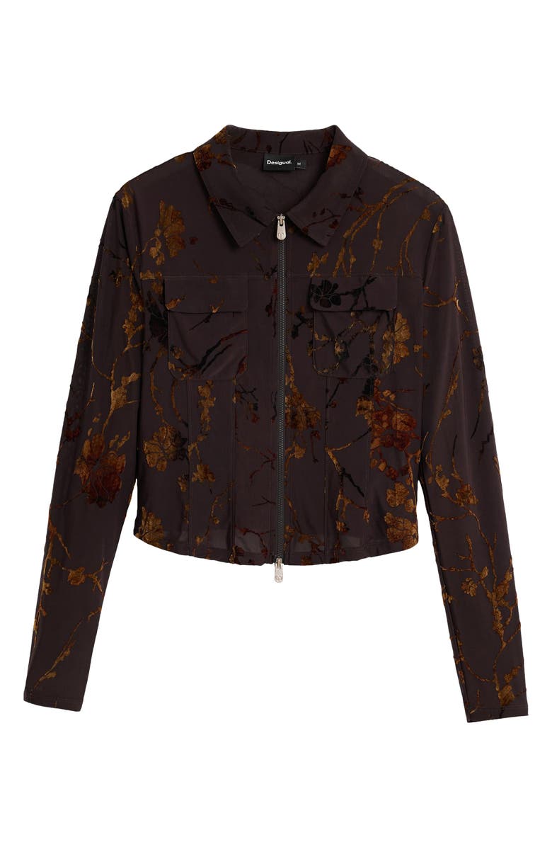 Desigual Zip Front Long Sleeve Shirt, Alternate, color, 