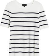 Tahari ASL Stripe Short Sleeve Sweater